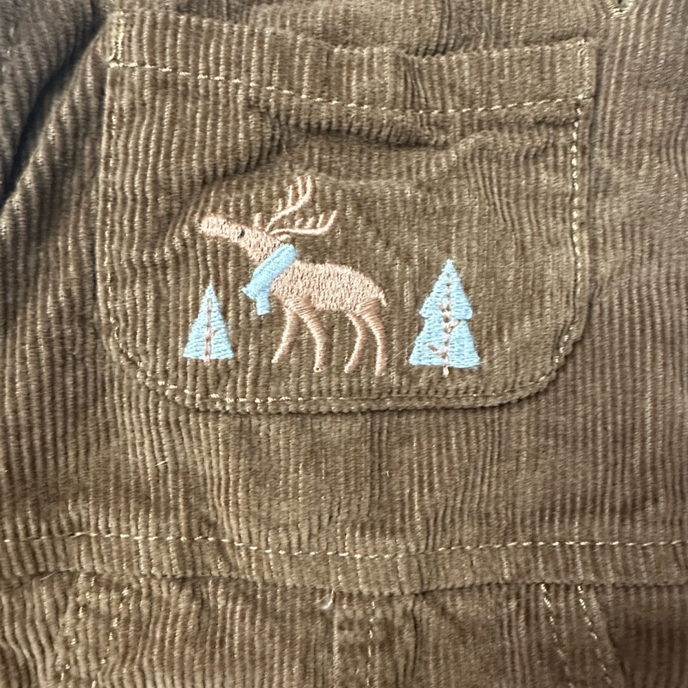 Carter's Overalls Corderoy Brown Embroidered Moose Baby 6 M - Picture 10 of 12